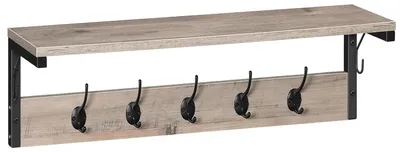 Imagen del producto de TRANKIELO® - Perchero de pared con estante y 7 ganchos - Armario de pared multifuncional para recibidor y salón