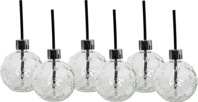 Image de Verre à boire boule de Noël 400 ml - lot de 6 - Boule de Noël flocons de neige Verre à punch avec paille - Verre à punch design avec paille Verre à boire