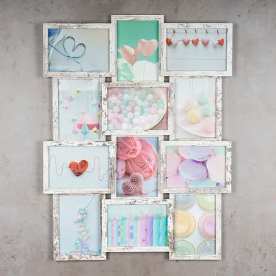 Immagine prodotto di levandeo cornice collage 51x68cm 12 foto 13x18 Shabby Chic MDF legno vetro