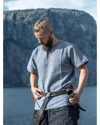 Produktbild von Wikinger Tunika Kurzarm Blaugrau "Edmund" M