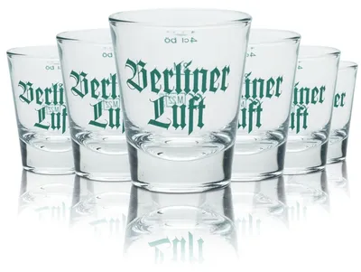 Produktbild von 6x Berliner Luft Glas 4cl Schnaps Gläser Stamper Kurze Shot Pfeffi Gastro Eiche