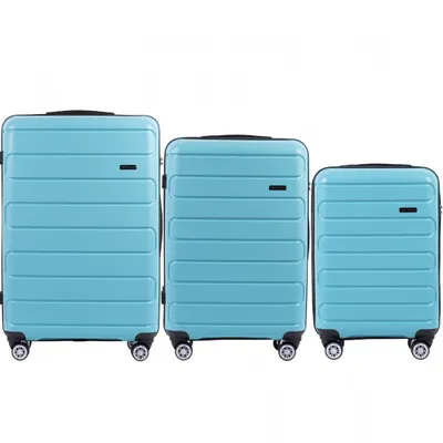 Produktbild von 3er Set Koffer 100% Polypropylen L, M, S, blau Reisekoffer Kofferset Trolley