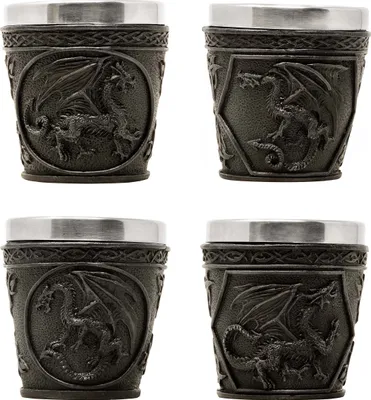 Produktbild von 4er Set Shotbecher Shotglas mit Drachen