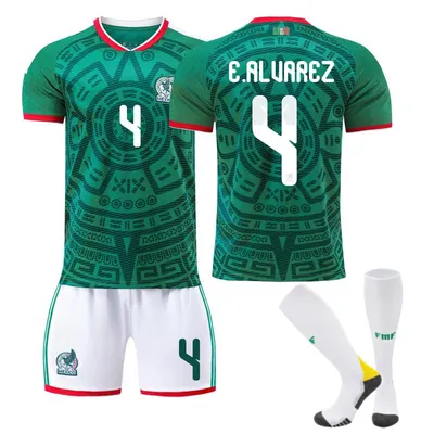 Immagine prodotto di #4 E ALUAREZ Maglia da calcio del Messico per i Mondiali 2026, disponibile in casa, per bambini e adulti. Taglia:XXXL