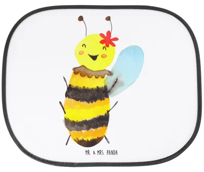 Produktbild von Mr. & Mrs. Panda Sonnenschutz Auto Biene Happy - Weiß - Geschenk, fenster, hitzeschutz, Fürs, saugnapf, Sonnenblende