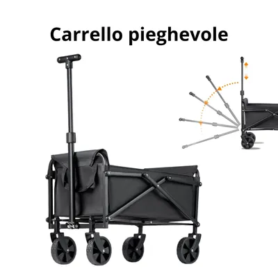 Immagine prodotto di Carrello Pieghevole con 4 Ruote – Carrello da Trasporto per Campeggio, Giardino, Spiaggia e Spesa, Carrello Outdoor Richiudibile
