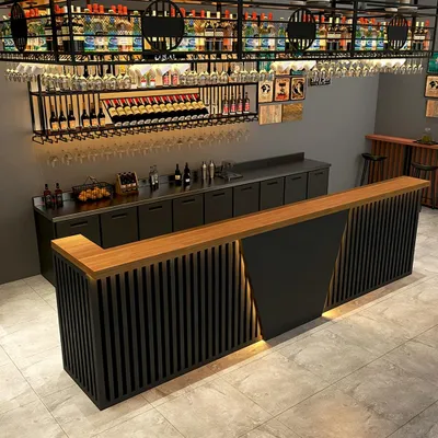 Produktbild von Bartheke Kassen Restaurant Billardhalle Empfangstheke Theke Geradlinige Bar 240cm【HDTX240】