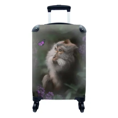 Produktbild von MuchoWow® Koffer Handgepäck Trolley Rollkoffer Kleine Reisekoffer mit 4 Rollen - Affe - Dschungel - Schmetterling - Pflanzen - Cabin Size < 55x40x23 cm & 55x40x20 cm - Fotokoffer - Kabinenkoffer - Boardgepäck - Reise-Box - Reisekoffer - Reisegepäck - Koffer mit Bild - Trolley für Kinder