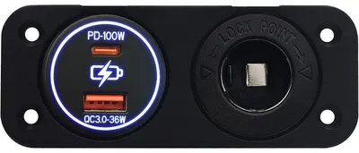 Produktbild von ProRide 12-24V Auto-Einbauladegerät USB/USB-C 2 Anschlüsse Blau