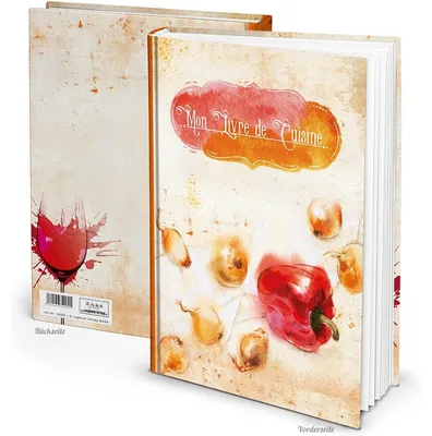 Produktbild von XXL A4 Rezeptbuch zum Selberschreiben MON LIVRE de CUISINE orange rot mit französischem Titelohne Metallecken