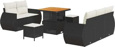 Immagine prodotto di vidaXL Set di divani da giardino 8 pezzi in polirattan nero