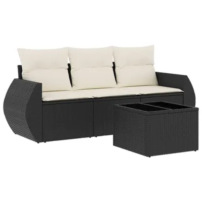 Produktbild von vidaXL 4-tlg. Garten-Sofagarnitur mit Kissen Schwarz Poly Rattan