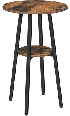 Produktbild von Bartisch mit 2 runden Tischplatten, Vintagebraun und Schwarz