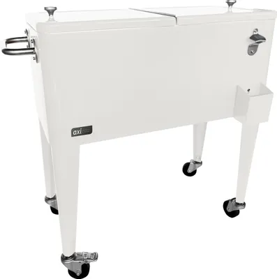 Produktbild von AXI Retro Getränkekühler Weiß | Kühlwagen / Kühler mit Rollen - 76 Liter | Fahrbare Kühlbox für den Garten/Outdoor