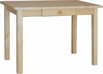 A simple wooden table with a single drawer.