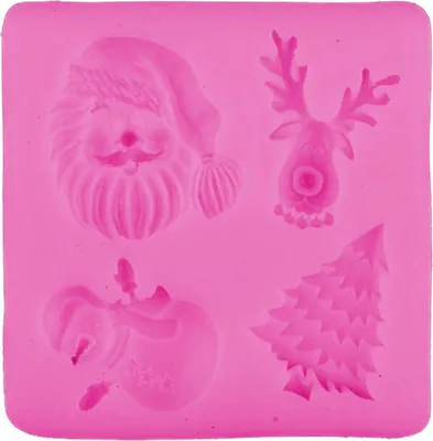 Obrázek produktu pro Fondantform aus Silikon, 4 Weihnachsmotive, ca. 7,3x7,3x1,2 cm