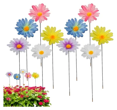 Produktbild von Metall Gartenstecker in Gänseblümchen-Design, Bunte Blumenstecker für die Garten- und Hofdekoration