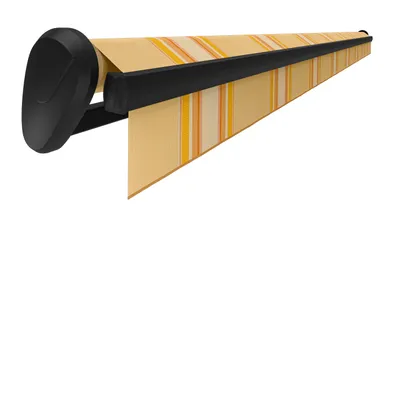 Produktbild von offene Gelenkarmmarkise PL01 mit Elektromotor mit Nothandkurbelfunkion rechts 300x200cm Gestellfarbe anthrazit Dessin beige-orange gestreift