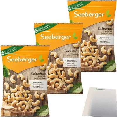 Produktbild von Seeberger Cashewkerne 3er Pack (3x200g Packung) + usy Block