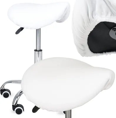 Produktbild von Habys Velours Bezug für Rollhocker Arbeitshocker | Ø 34-40 cm | Spannbezug mit Gummizug | Kosmetik Praxis Friseur | Weiß