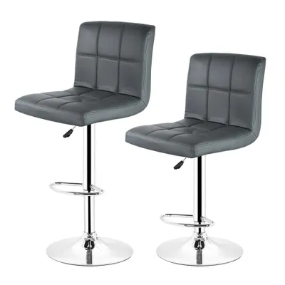 Produktbild von 2er Set Barhocker mit Lehne aus Kunstleder 360° drehbar höhenverstellbar Gepolsterter Barstuhl Bistrohocker Dunkelgrau
