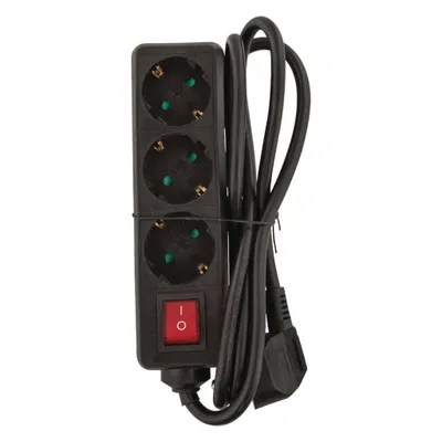 Obrázok produktu pre Valueline VLES315F002BL, 1,5 m, Vnútorný, IP20, Čierna, 3 AC zásuvky/AC zásuviek, 16 A