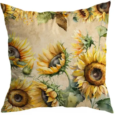 Produktbild von HomeView Dekorative Kissenhülle Frühling Sonnenblumen 50x50 cm