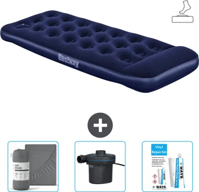 Produktbild von Bestway Luftmatratze - 1 Person - 76 x 185 x 28 cm - Blau - Inklusive Zubehör