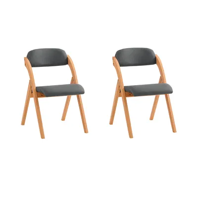 Zdjęcie produktu dla SoBuy Krzesło Składane Tapicerowane Zestaw 2 Ergonomiczne Krzesło Kuchenne Krzesło Jadalniane Składane Oszczędność Miejsca Gotowe Do Kuchni Balkonu Biura FST92-SGx2