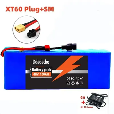 Image de Batterie lithium-ion 48 V 30 Ah - Pack batterie 13S3P - 1 000 W - Avec BMS - Connecteur de décharge XT60, prise de charge SM - Tension de charge 54,6 V