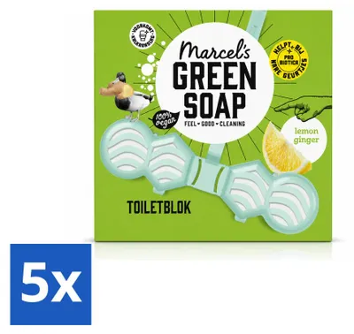Produktbild von 5 x Marcel's Green Soap WC-Stein - Zitrone & Ingwer - Vorteilspackung - 5 Stücke