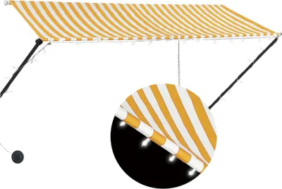 Produktbild von vidaXL Einziehbare Markise mit LED 300×150 cm Gelb und Weiß