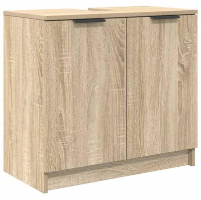 Produktbild von vidaXL Badezimmerschrank mit Speicher Sonoma-Eiche 64,5 x 33,5 x 59 cm