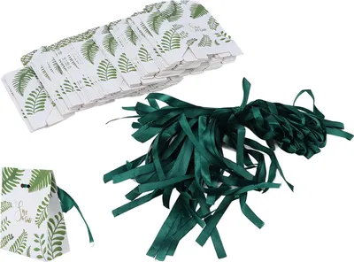 Produktbild von 50 Stück hübsche grüne Papiertüten als Gastgeschenke, ideal für Partys und Süßigkeiten, perfekt für Hochzeiten und andere Feiern.
