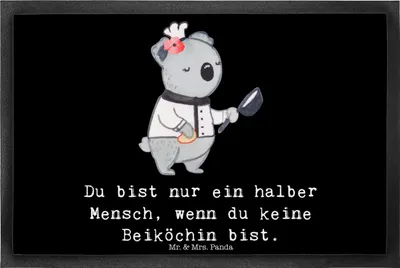 Produktbild von Mr. & Mrs. Panda Schmutzfangmatte Beiköchin Herz 40 x 60 cm - Schwarz - Geschenk, Beruf, fußmatte, Fussmatte, Bodenvorleger, Spruch, Fußabstreifer, Restaurant