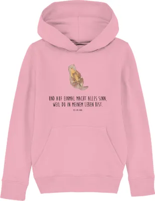 Produktbild von Mr. & Mrs. Panda Kinderpullover Otter Kind 5-6 Jahre (110/116) - Baumwolle Pink - Geschenk, Mutter, Pullover, Sweatshirt, Hoodie, Kinderbekleidung, Mama, Pulli, Baby