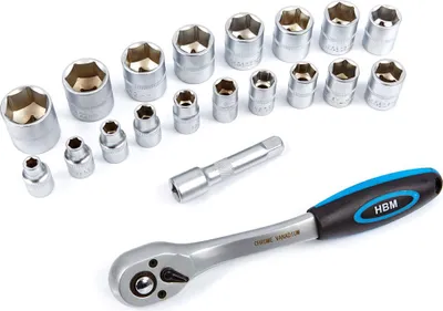 Immagine prodotto di Set chiave a cricchetto 3/8" con bussole ,19 pezzi