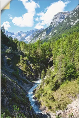 Produktbild von ARTland Wandbild, selbstklebend Fluss schlängelt sich durch Tal Größe: 80x120 cm