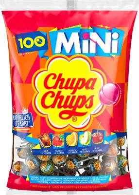 Produktbild von Chupa Chups Mini Lutscher Erdbeere Apfel Orange und Cola 600g