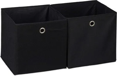 Produktbild von Famanu Aufbewahrungsboxen Set 2er, 30 x 30 x 30 cm, schwarz - für Kleidung und Accessoires
