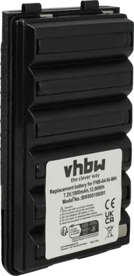Produktbild von vhbw Akku kompatibel mit Yaesu Vertex VX-120, VX-110, FT-60E, FT60R, VX120, FT-60R, VX110, VX-127 Funkgerät, Walkie Talkie (1800 mAh, 7,2 V, NiMH)