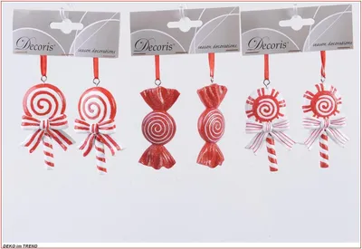 Produktbild von Christbaumschmuck Süßigkeiten Poly rot/weiß H.7,5 cm 4er SET