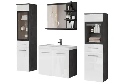 Produktbild von MINIO – Badezimmermöbel ohne LED-Beleuchtung – Marit 1 mit Hochglanzfronten – matera/ weiß