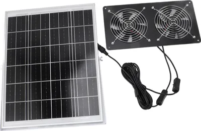 Obrázek produktu pro Solární duální ventilátor 30W IP65 Vodotěsnost Tvrzené sklo Laminát 17mm Ventilační solární ventilátor z hliníkové slitiny pro venkovní Pet House Shed