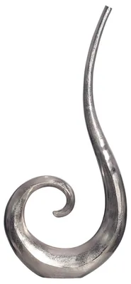 Image de WOHNLING Vase décoratif 100 cm Aluminium Spirale Argent Vase de fleurs Moderne Grand vase décoratif Extravagant pour fleurs XXL Alu Vase de sol Métal Décoration intérieure