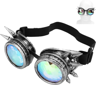 Productafbeelding van Caleidoscoopbril - Steampunk-bril met caleidoscooplenzen - Verstelbaar Gesp - Decoratie - Feest