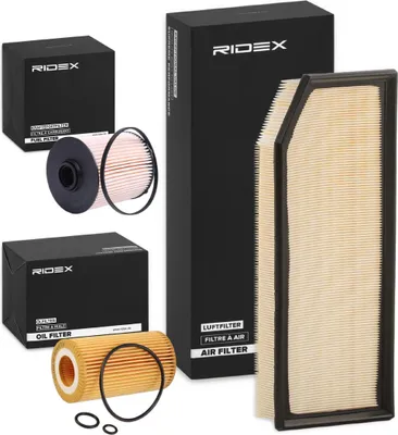 Produktbild von RIDEX Filterset Inspektionspaket Filtersatz passend für MERCEDES-BENZ C-Klasse Limousine (W203) C-Klasse T-modell (S203) CLK (C209) M-Klasse (W163)
