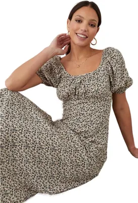 Produktbild von Dorothy Perkins - Midikleid für Damen  Gerafft DP1648 (40 DE) (Elfenbein)
