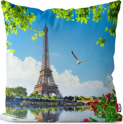 Produktbild von VOID Eiffelturm Paris Frankreich Blumen  Kissenbezug Kissenhülle Polyester wasserfest Outdoor Indoor
