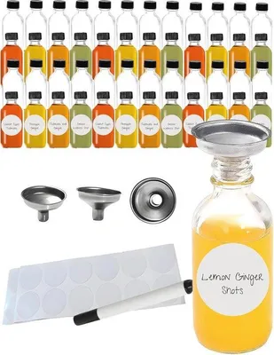Image de Ensemble de mini-bouteilles en verre Famanu, 48 pièces de 60 ml, avec entonnoir – Idéal pour les liquides